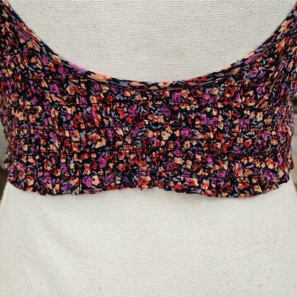 Kimchi Blue ✦ Puff Sleeve Floral Crop Top ✦ Smocked Cotton Cottagecore Blouse M - Picture 6 of 13